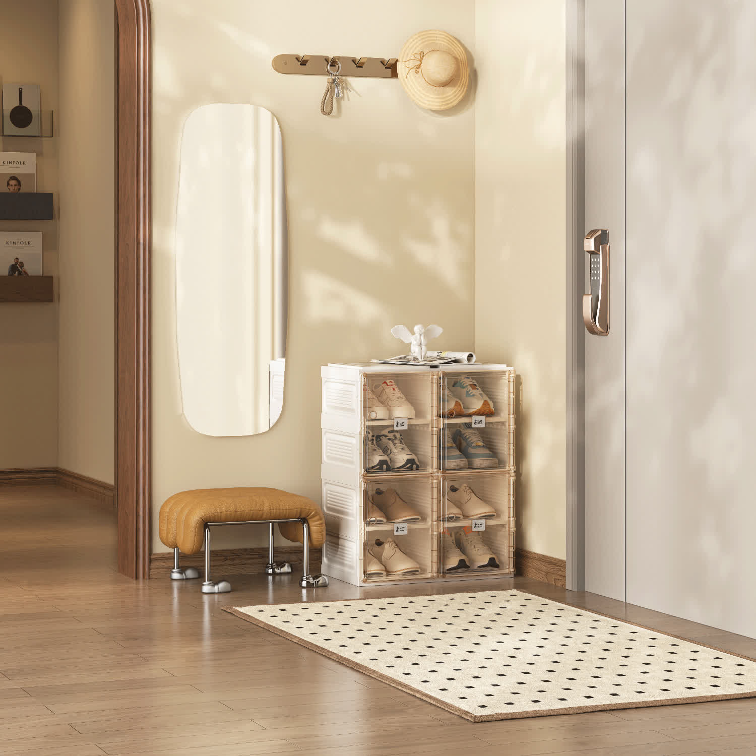 Equivalent double-row transparent-door shoe cabinet