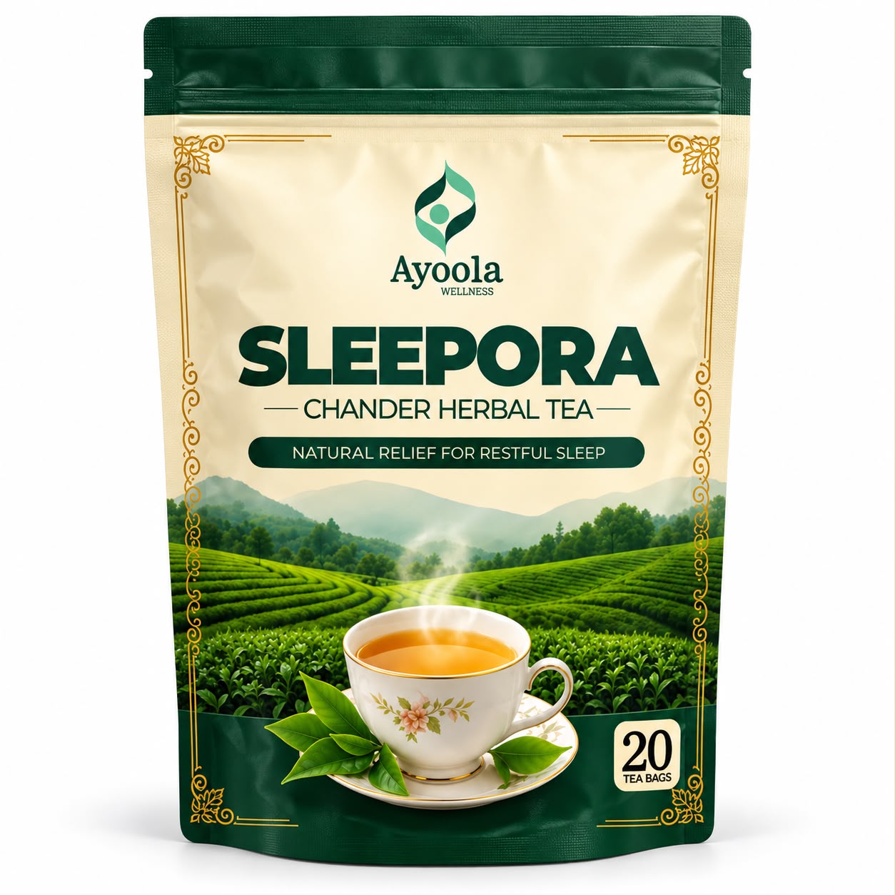 Ayoola Wellness SLEEPORA Chander Herbal Tea, 20 tea bags