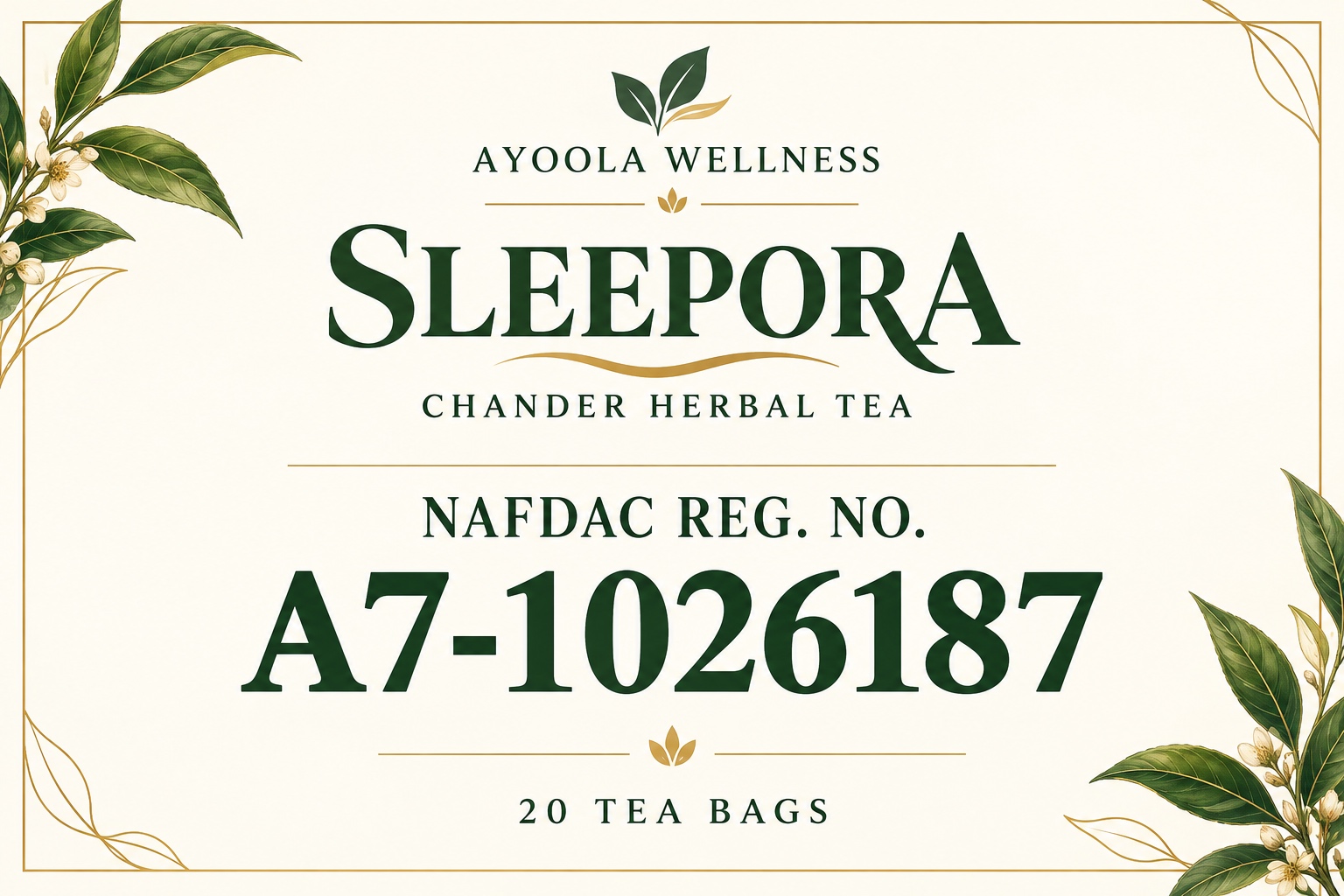 Ayoola Wellness SLEEPORA Chander Herbal Tea — NAFDAC Reg. No. A7-1026187